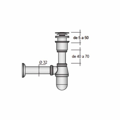Sifão com válvula de descarga clic-clac LATÃO CROMADO