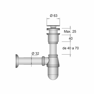 Sifão com válvula aberta de descarga LATÃO CROMADO