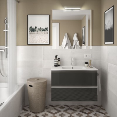 Movél SPIRIT 800 2 gavetas metálicas CINZA ANTRACITE BRILHO 797 x 540 x 450 mm