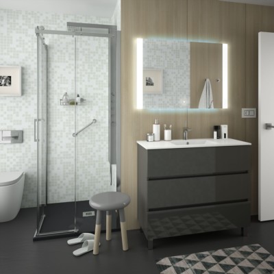 Movél FUSSION LINE 1000 3 gavetas CINZA ANTRACITE BRILHO 997 x 868 x 450 mm