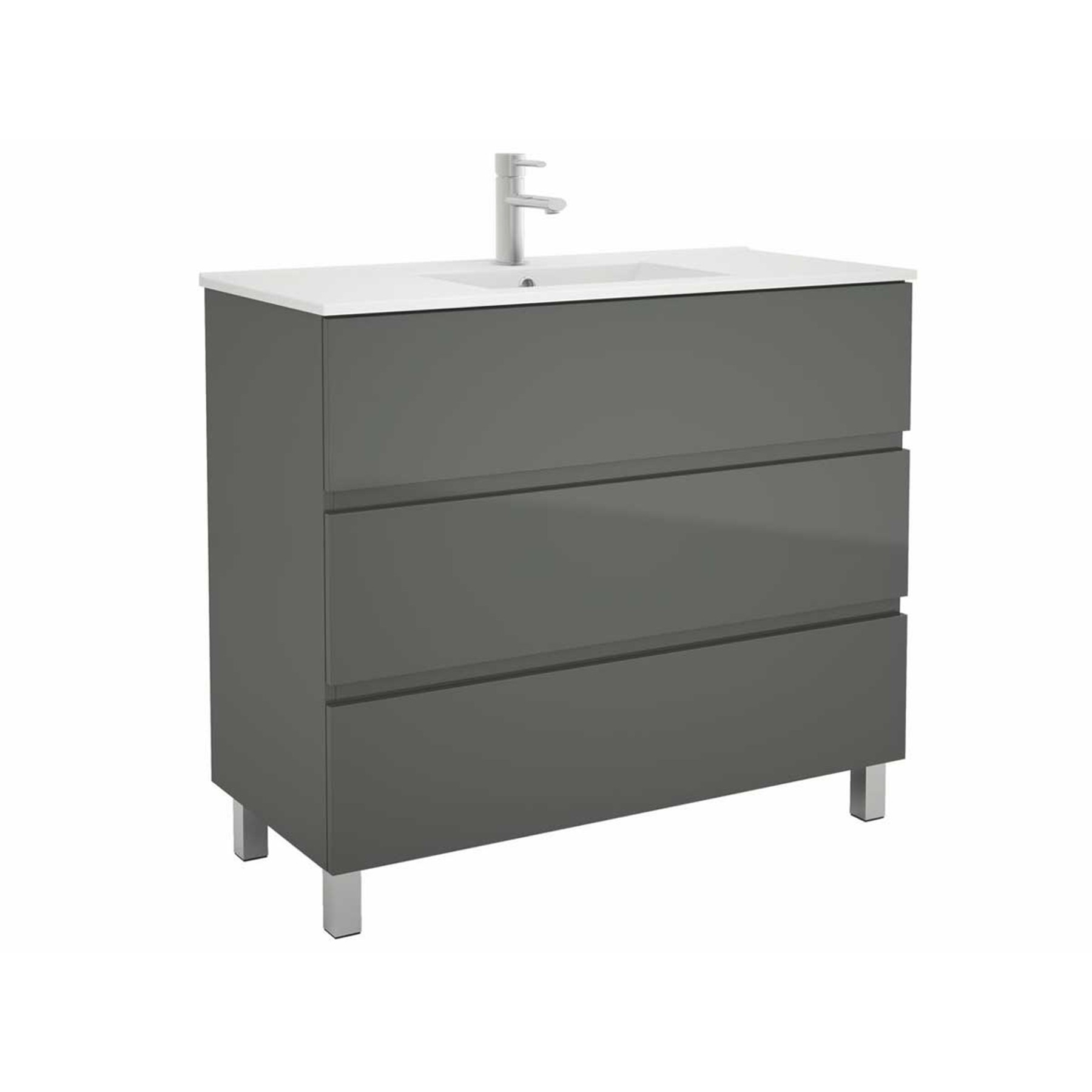 Movél FUSSION LINE 1000 3 gavetas CINZA ANTRACITE BRILHO 997 x 868 x 450 mm 1