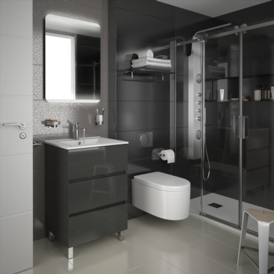 Movél FUSSION LINE 600 3 gavetas CINZA ANTRACITE BRILHO 598 x 868 x 450 mm