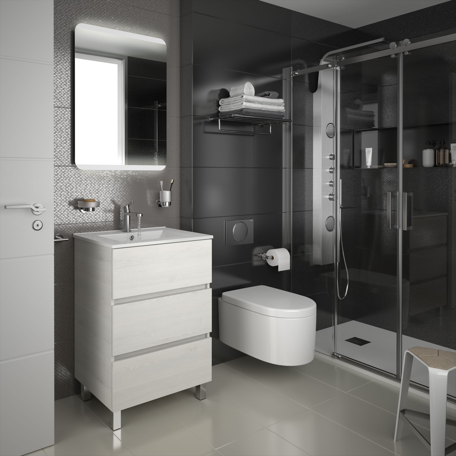 Movél FUSSION LINE 600 3 gavetas SBIANCATO 598 x 868 x 450 mm