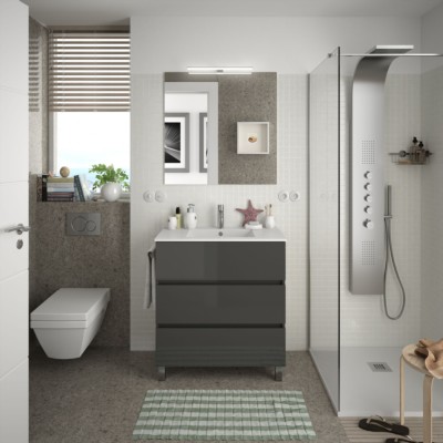 Movél FUSSION LINE 800 3 gavetas CINZA ANTRACITE BRILHO 797 x 868 x 450 mm