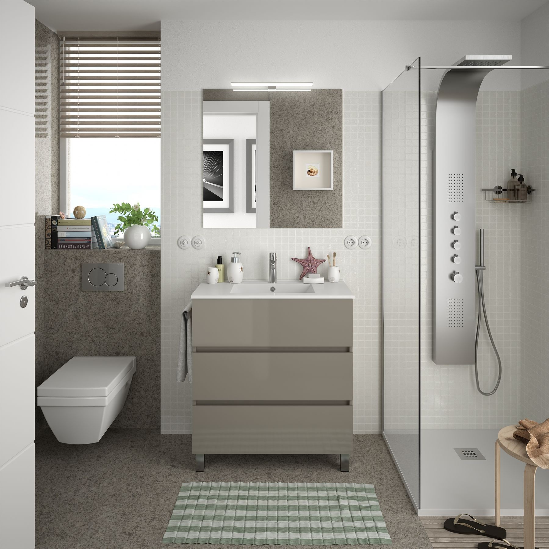 Movél FUSSION LINE 800 3 gavetas TAUPE BRILHO 797 x 868 x 450 mm