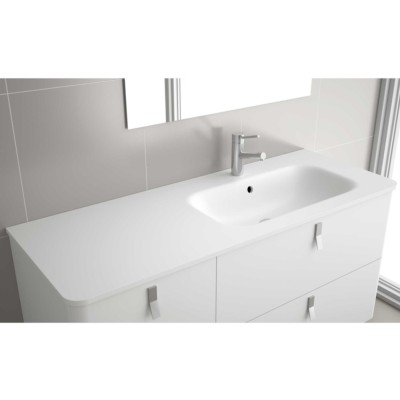 Lavatório UNIIQ 1205 coqueta à esquerda MINERALSOLID MATE 1205 x 15 x 460 mm