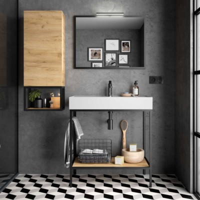 Mueble VINCI 800 con lavabo Veneto ROBLE ÁFRICA 797 x 892 x 450 mm