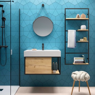 Movél VINCI 800 + lavatório Veneto 800 1 gaveta metálica CARVALHO ÁFRICA 797 x 400 x 450 mm