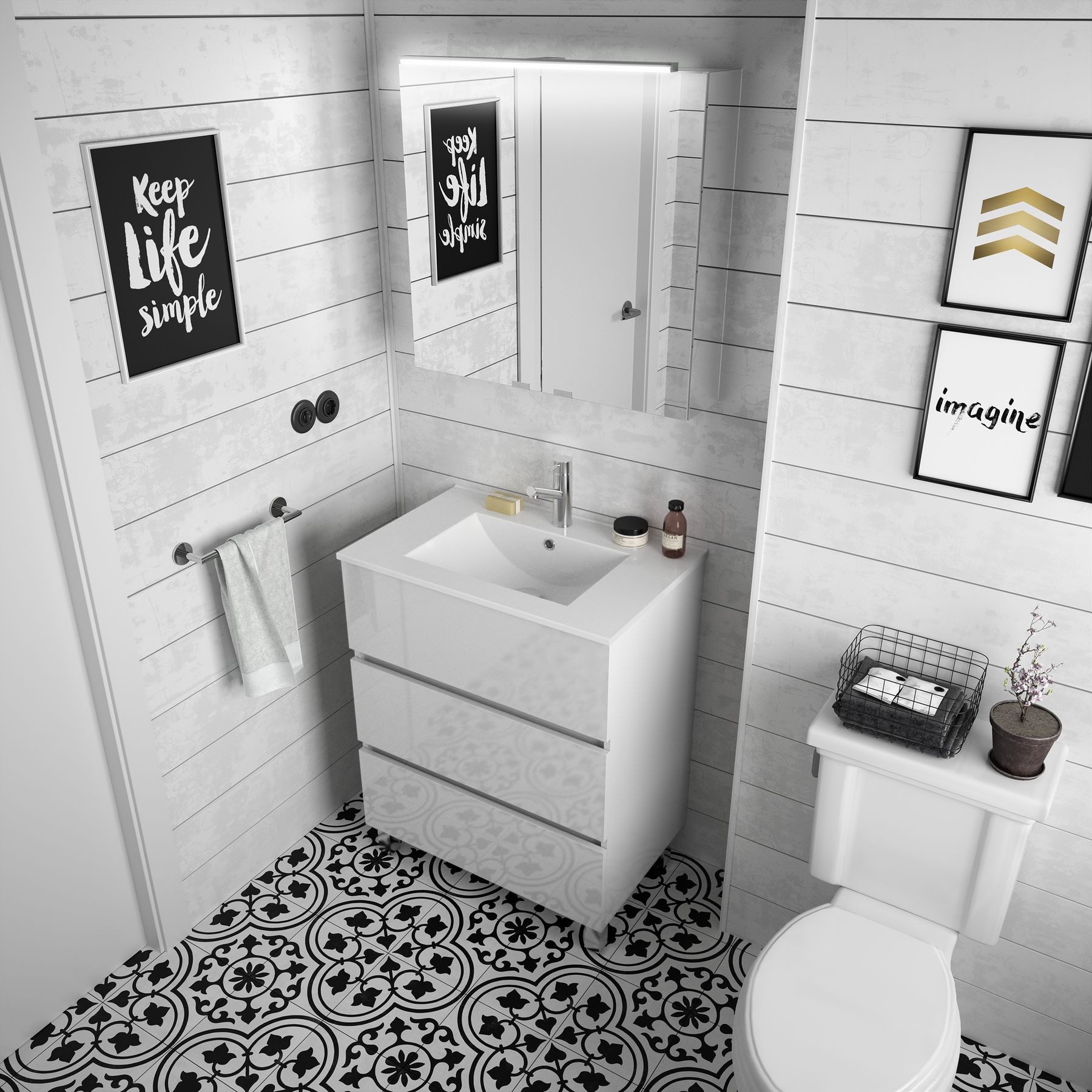 Movél FUSSION LINE 700 3 gavetas BRANCO BRILHO 697 x 868 x 450 mm