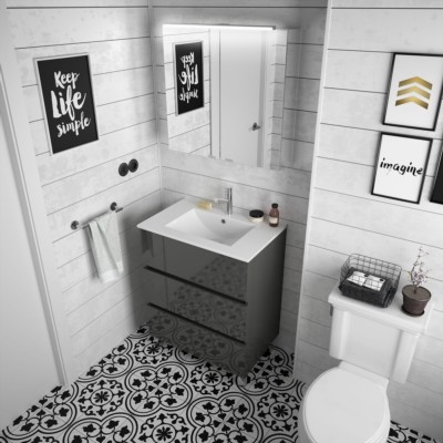 Movél FUSSION LINE 700 3 gavetas CINZA ANTRACITE BRILHO 697 x 868 x 450 mm