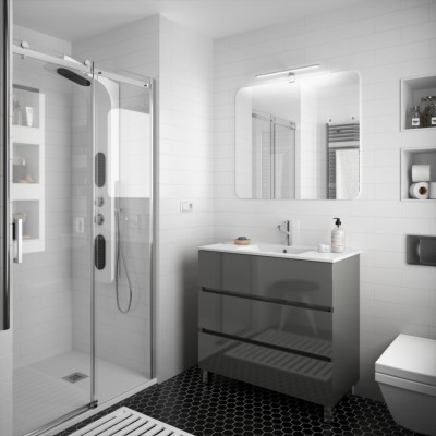 Movél FUSSION LINE 900 3 gavetas CINZA ANTRACITE BRILHO 897 x 868 x 450 mm