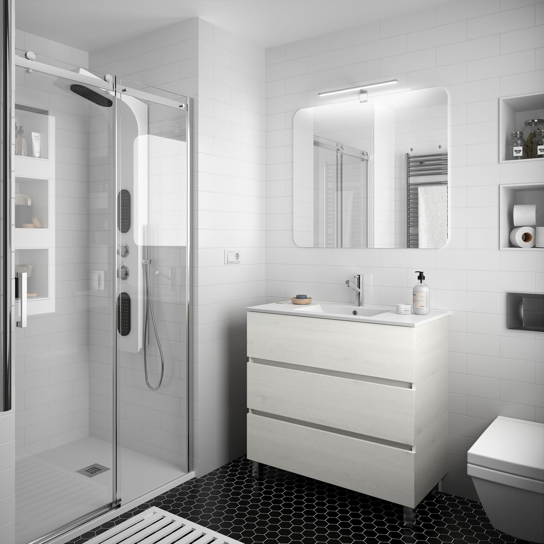 Movél FUSSION LINE 900 3 gavetas SBIANCATO 897 x 868 x 450 mm