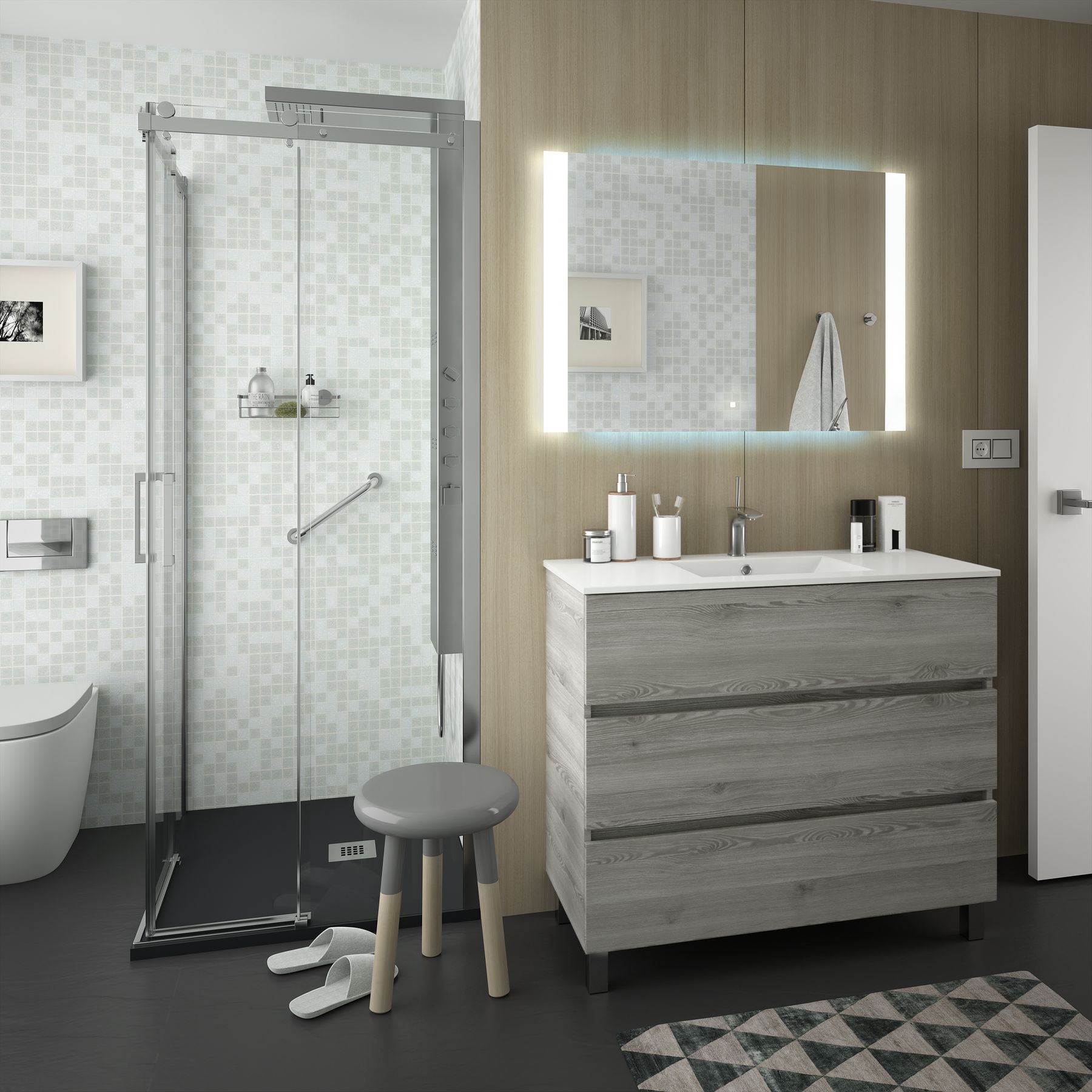 Movél FUSSION LINE 1000 3 gavetas PINHO BAÍA 997 x 868 x 450 mm