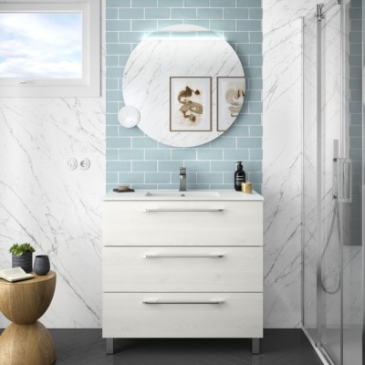 Movél FUSSION CHROME 900 3 gavetas SBIANCATO 897 x 868 x 450 mm