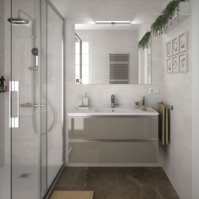 Mueble de baño SPIRIT 1000 2 cajones metálicos TAUPE BRILLO 997 x 540 x 450 mm