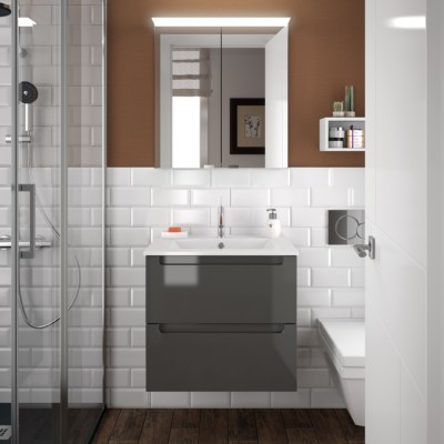 Movél MONTERREY 600 2 gavetas metálicas CINZA ANTRACITE BRILHO 598 x 540 x 450 mm