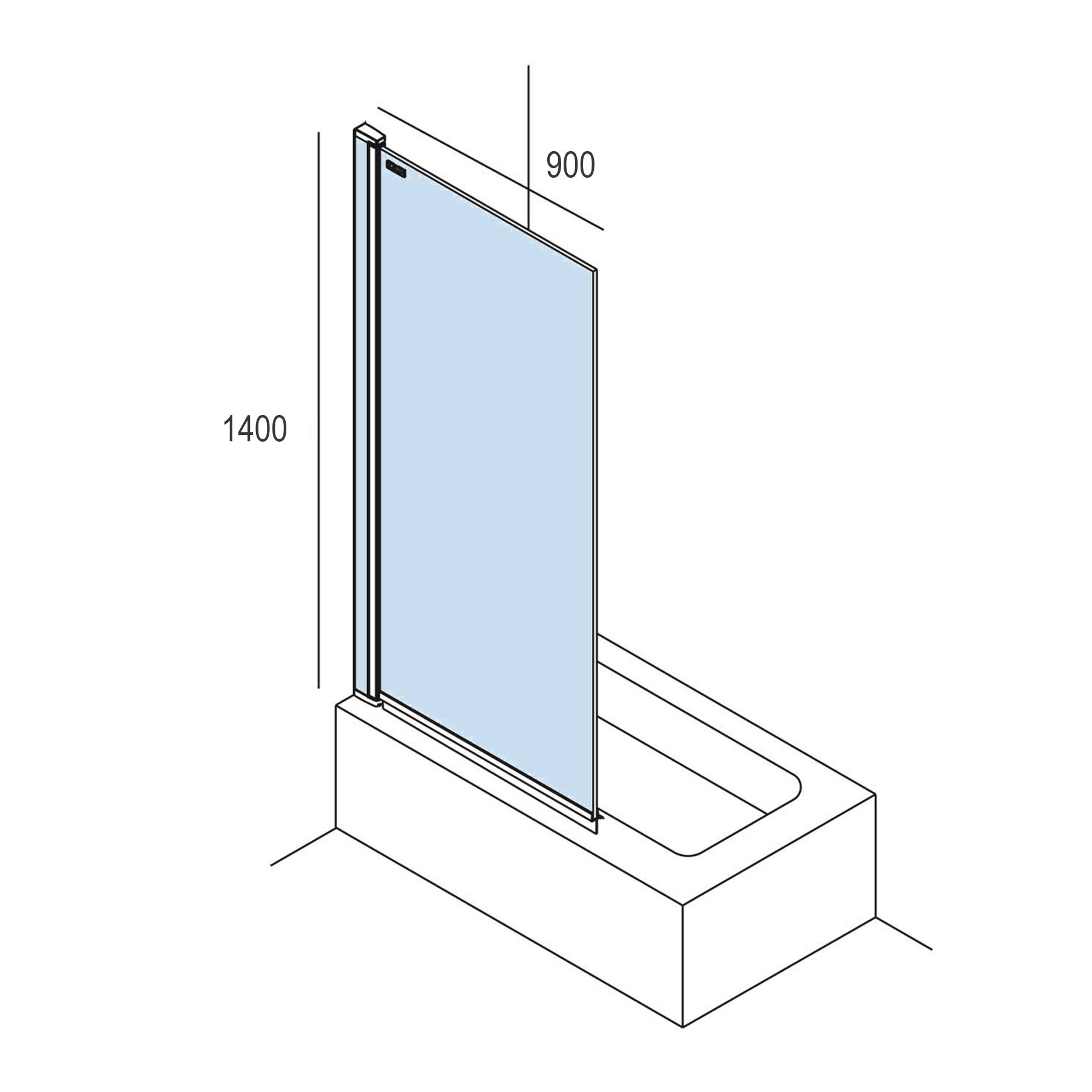 Shower screen HEAVEN BATH folding bathtub screenTransparent 900 x 1400 mm