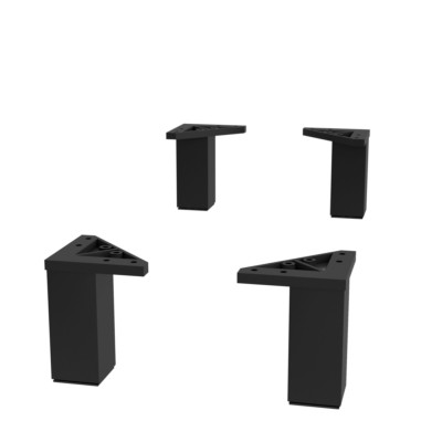Jogo 4 pés de suporte PRETO MATE Altura 100 mm