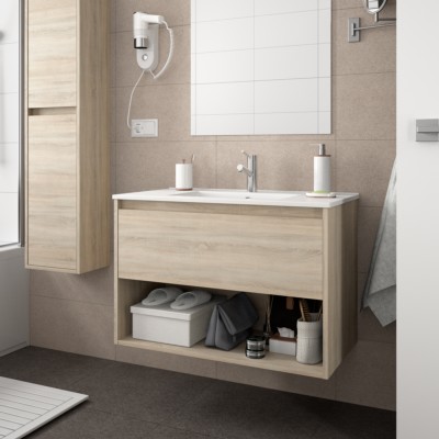 Conjunto mueble de baño NOJA 1000 1 cajón y 1 hueco ROBLE CALEDONIA