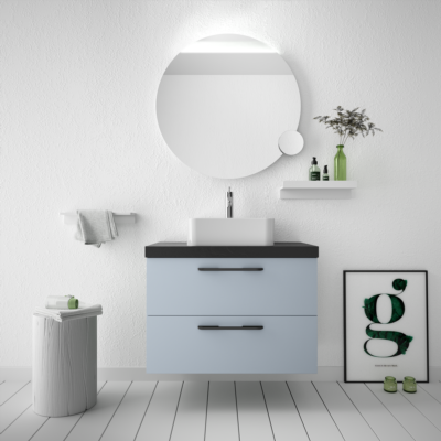 Mueble de baño FUSSION CHROME 800 2 cajones BLUE FOG 797 x 540 x 450 mm