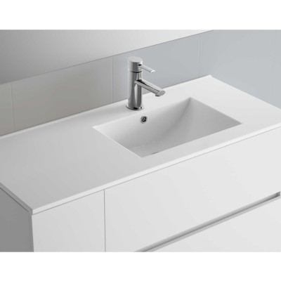 Basin IBERIA 1055 storage unit on the left WHITE PORCELAIN 1055 x 20 x 460 mm
