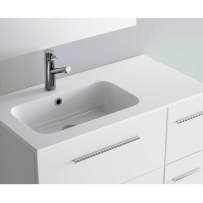 Made to measure basin SOFIA 1605 storage unit on the right MINERALMARMO 1605 x 15 x 460 mm