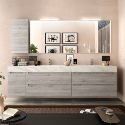 Tampo COMPAKT 51 de 2001 até 2500 mm, com 2 poças grandes integradas MARMOL BRANCO