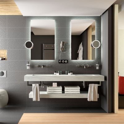 COMPAKT 46 de 1810 hasta 2000 mm con 2 pozas integradas ROBLE ÁRTICO