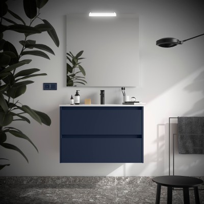 Bathroom furniture set NOJA 800 2 drawers AFRICA OAK + Basin + Mirror