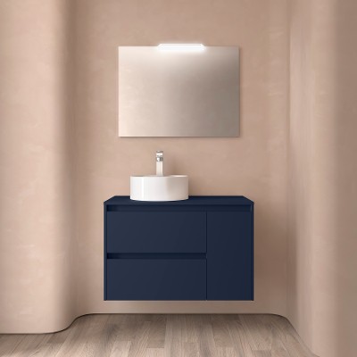 Plan de travail de salle de bain aspect bois