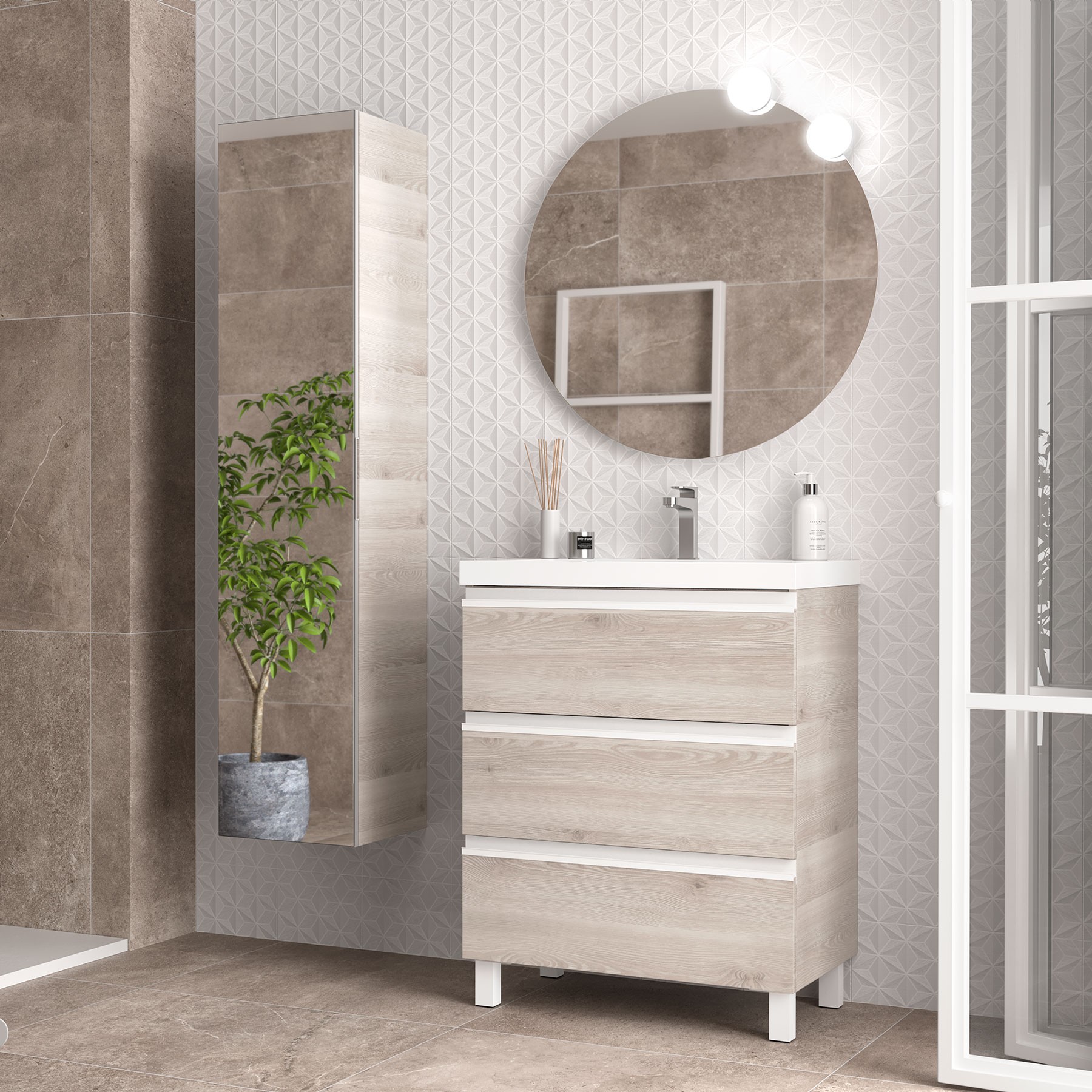 Meuble Chambre à Coucher Commode 4 Tiroirs Tibet - Chêne Cambrian 78x74x40 Cm - Rangement Pratique Avec Glissières Métalliques Cassettiera Armadio Interna