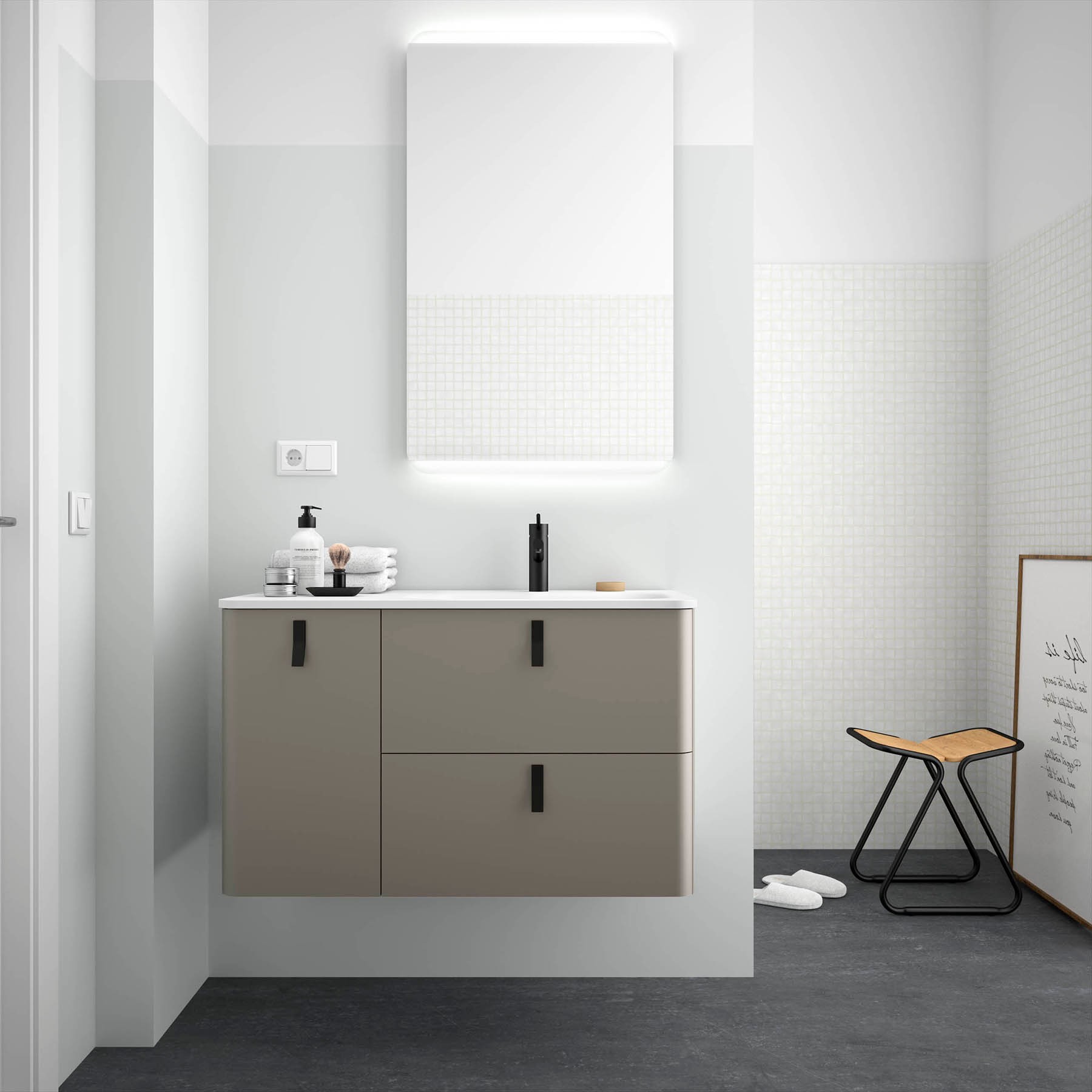 Movél UNIIQ 1200 esquerdo TAUPE MATE 1194 x 540 x 450 mm 1