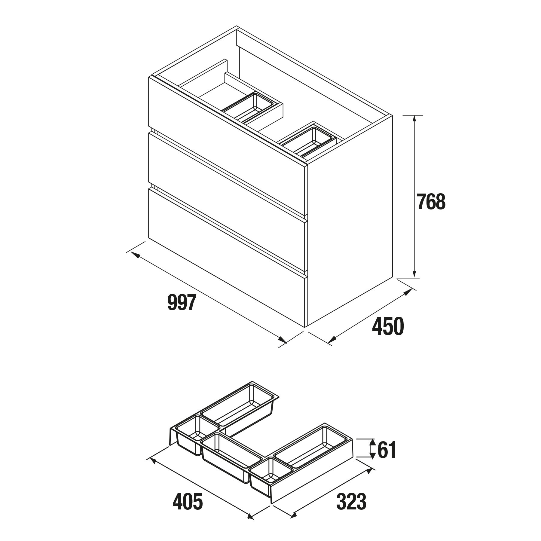 Movél FUSSION LINE 1000 3 gavetas ALSACIA 997 x 868 x 450 mm 2
