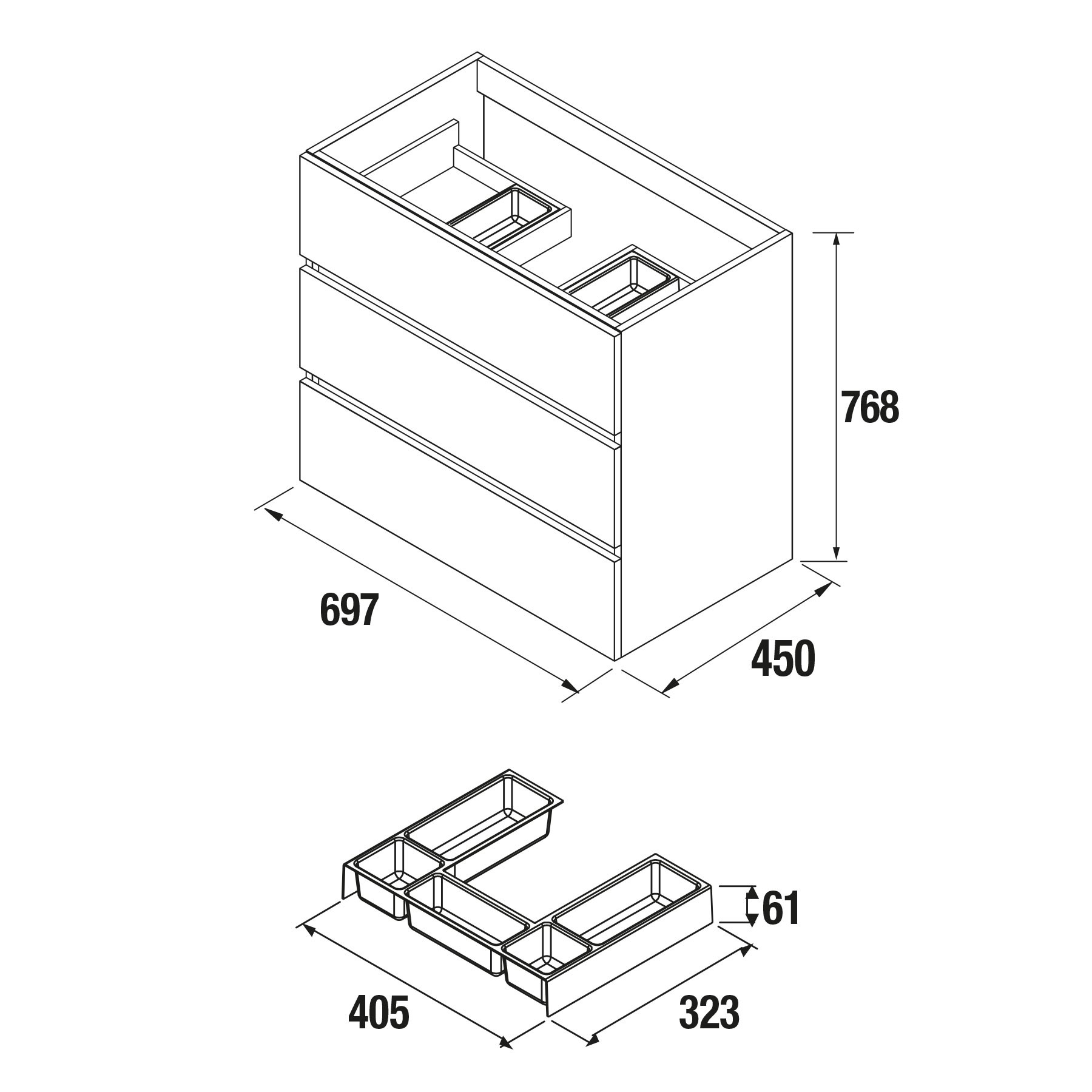 Movél FUSSION LINE 700 3 gavetas TAUPE BRILHO 697 x 868 x 450 mm 2