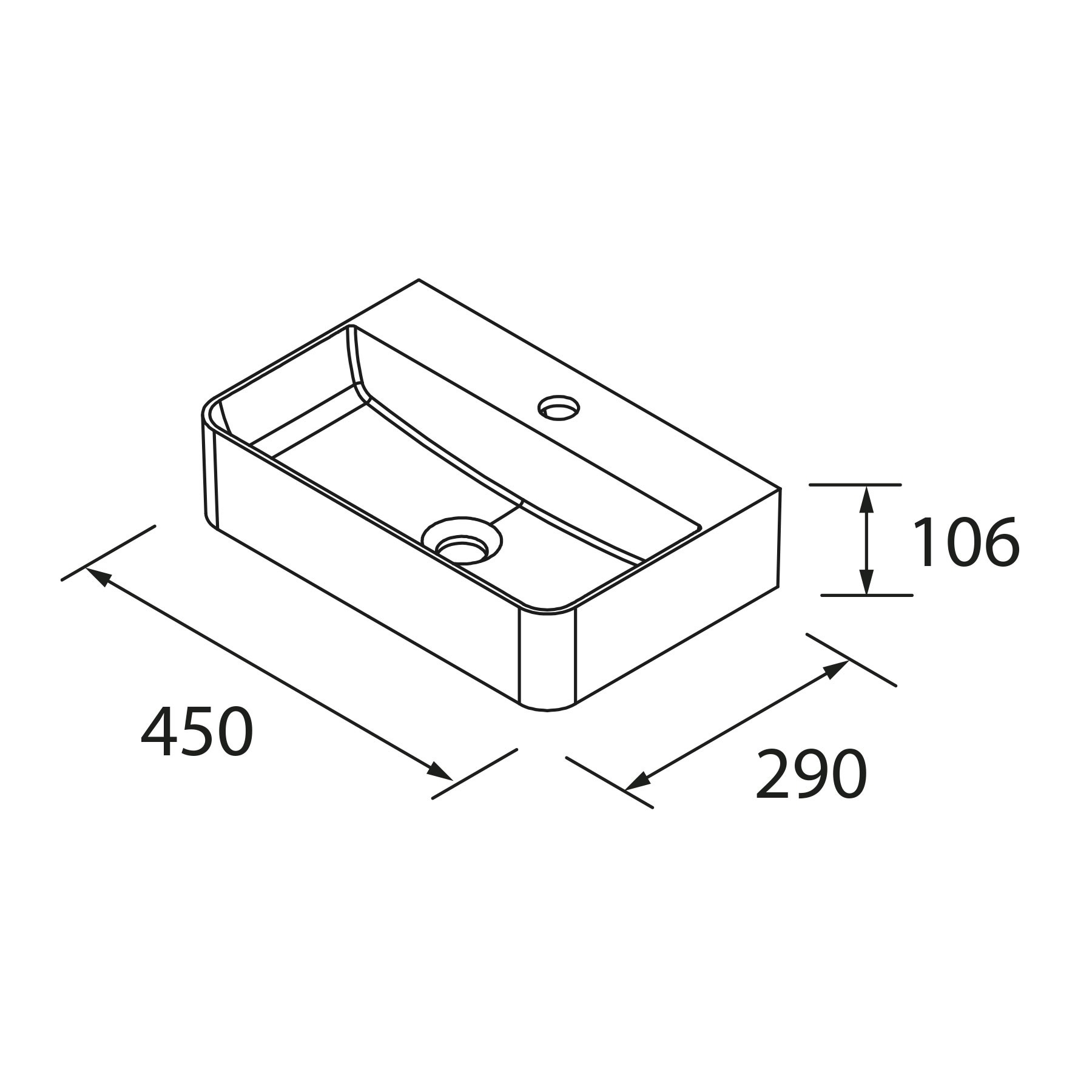 Croquis técnico del lavabo compatible Aida