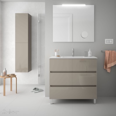 Movél FUSSION LINE 900 3 gavetas TAUPE BRILHO 897 x 868 x 450 mm