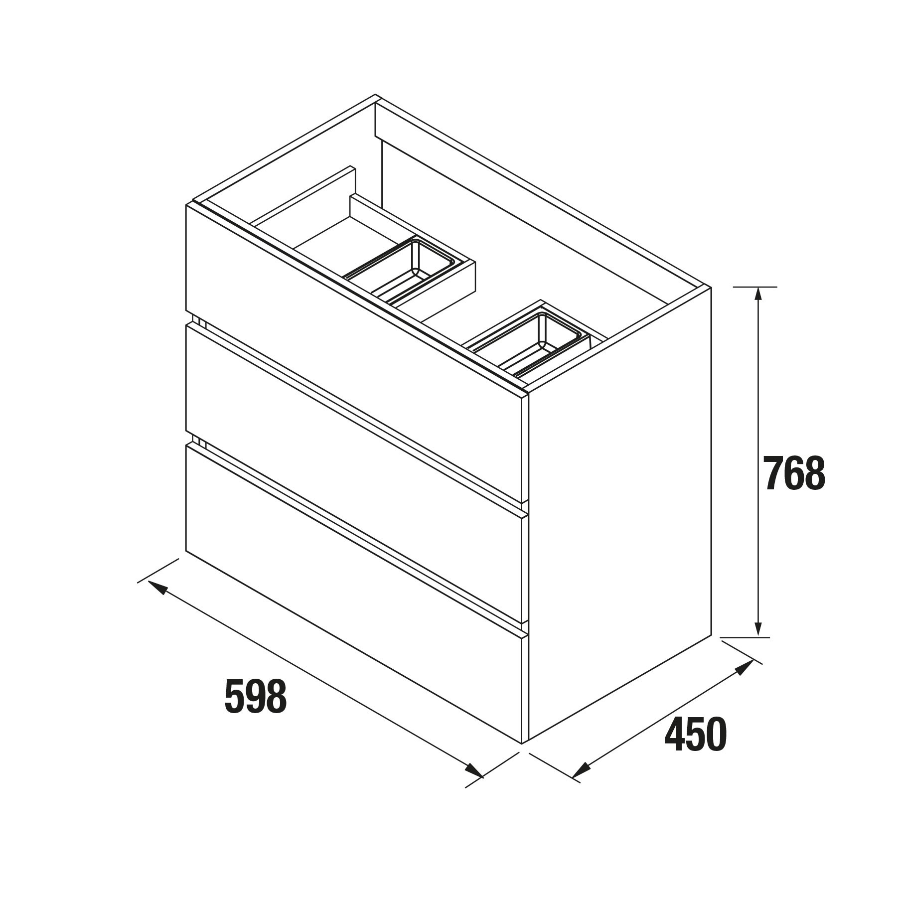 Movél FUSSION LINE 600 3 gavetas NATURAL 598 x 868 x 450 mm 2