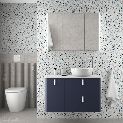 Móvel UNIIQ 1200 NIGHT BLUE esquerdo 1 porta e 2 gavetas com soft close 1194 x 540 x 450 mm