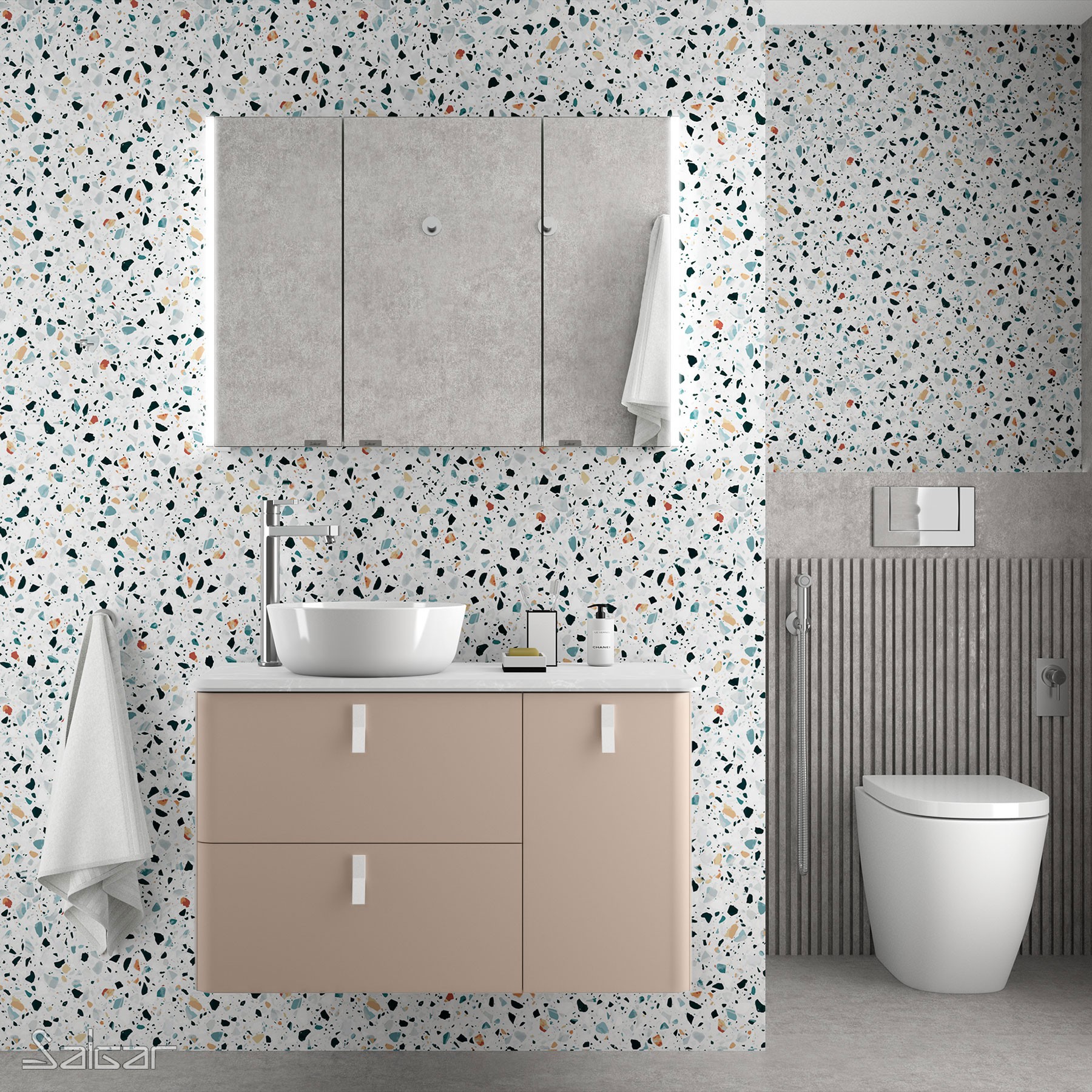 Movél UNIIQ 1200 MACCHIATO direito 1 porta e 2 gavetas com soft close 1194 x 540 x 450 mm