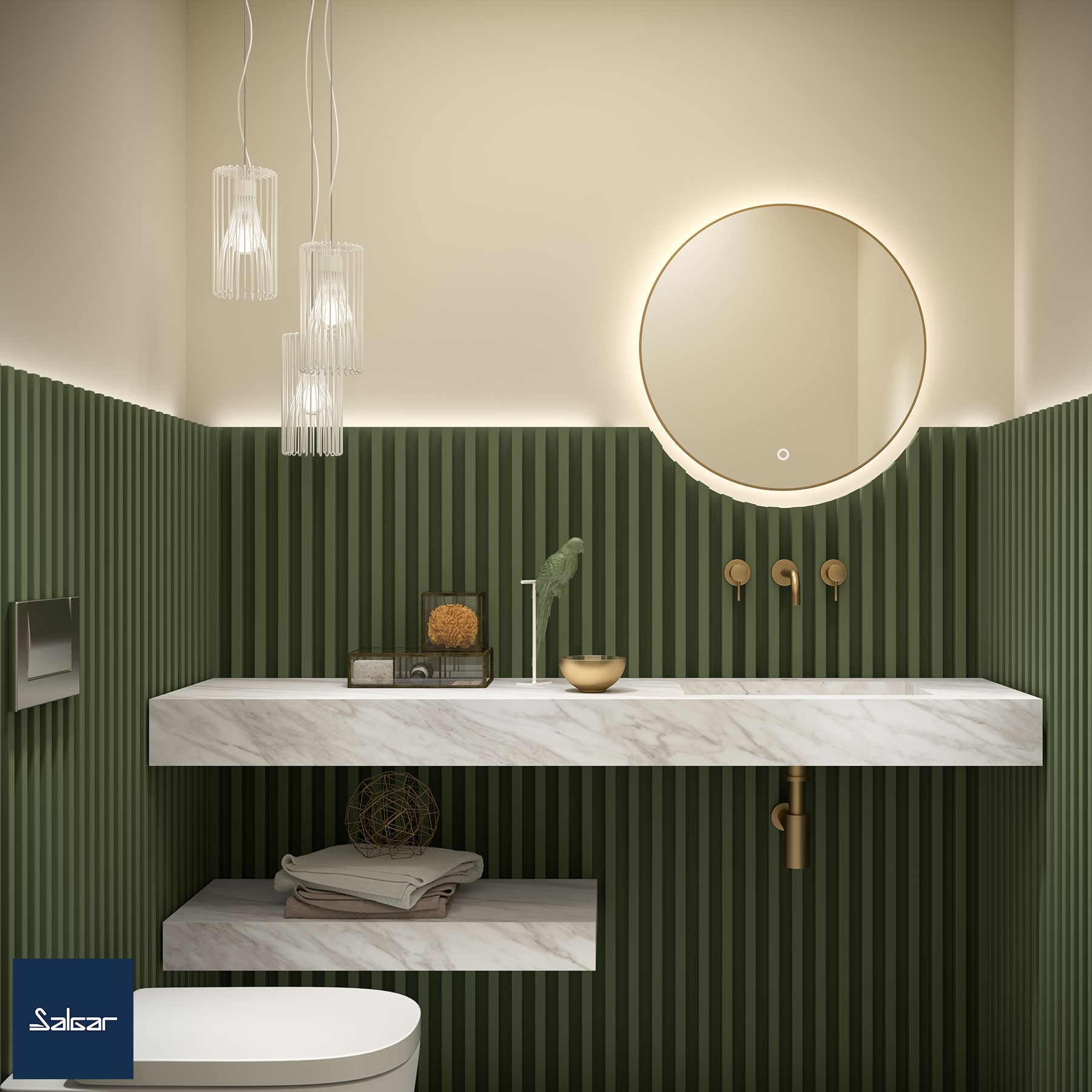 Top COMPAKT 46 WHITE MARBLE from 700 to 800 mm with large