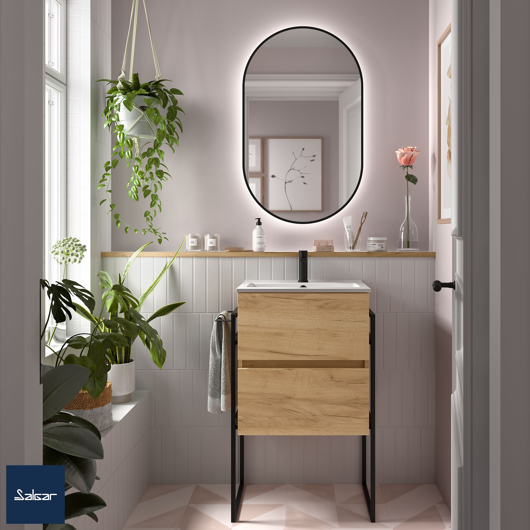 Schrank wandhängend FUSSION LINE 500 TIEFE 40 2 Schubladen mit Softeinzug EICHE AFRIKA 497 x 540