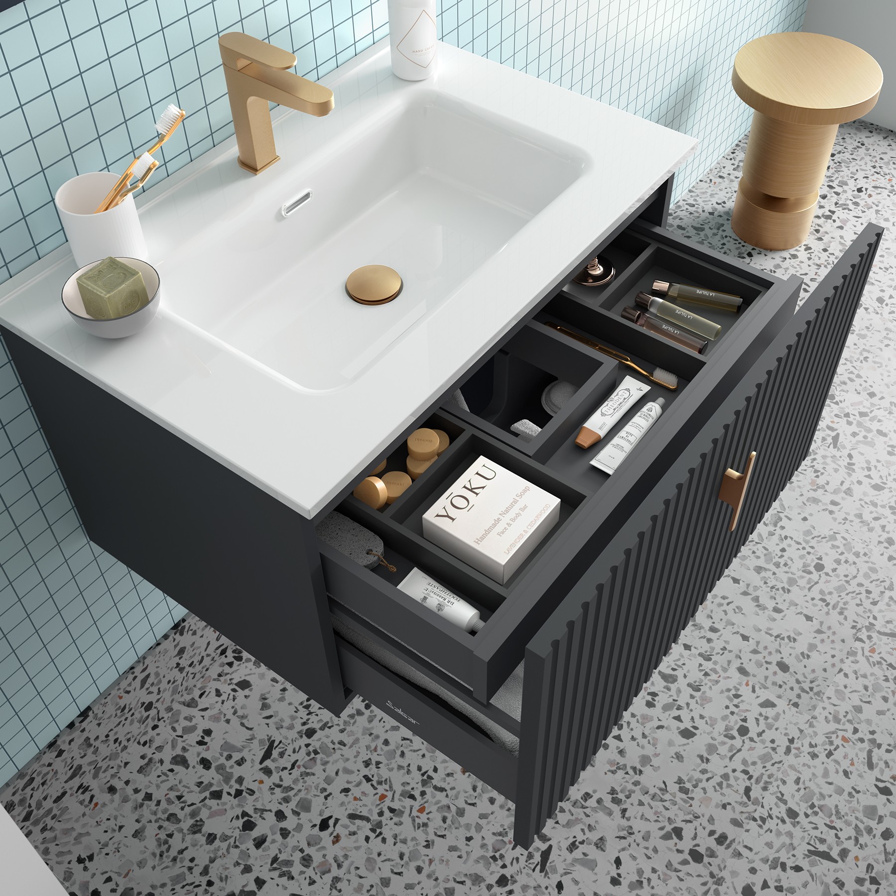 astuce rangement tiroir salle de bain