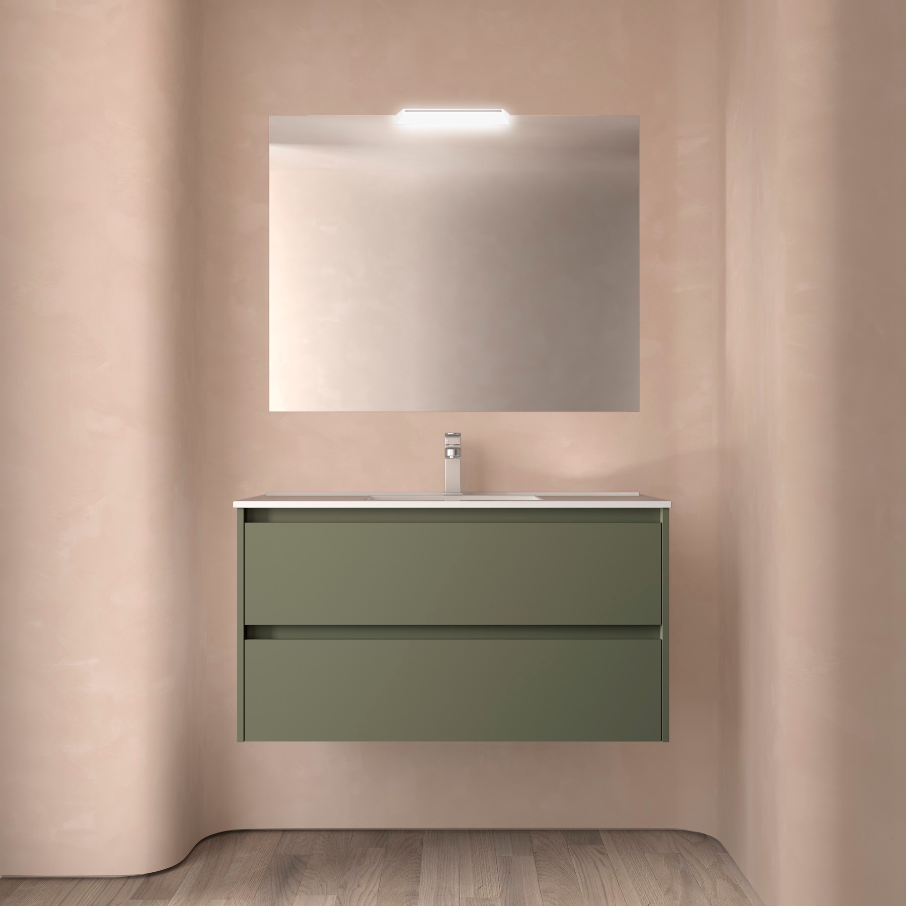 Vicco Meuble sous lavabo Vert 80 cm avec 2 tiroirs, Irma | Vert | 406673140552798
