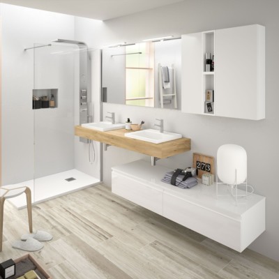 Tampo COMPAKT 46 de 1401 até 1600 mm, com 2 lavatórios de semi encastrar CARVALHO ÁFRICA