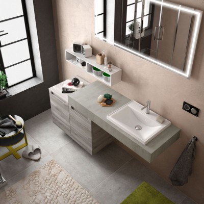 COMPAKT 46 da 600 fino 800 mm con lavabo semi-incasso CEMENTO