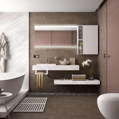 COMPAKT 46 da 600 fino 800 mm con lavabo semi-incasso MARMO BIANCO