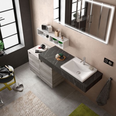 COMPAKT 51 da 1610 fino 1800 mm con lavabo semi-incasso PIETRA GRIGIA